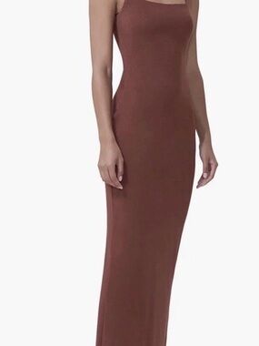 AFRM Brown Slim Square-Neck Maxi Dress